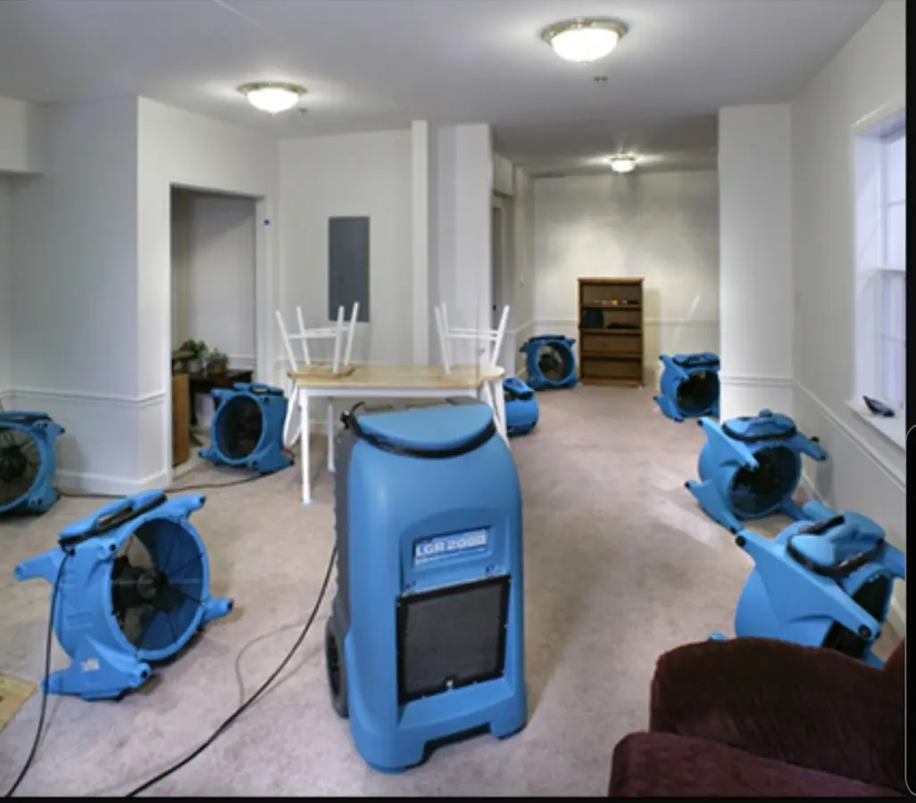 Air movers and dehumidifier setup for Water Extraction & Removal in Crestwood